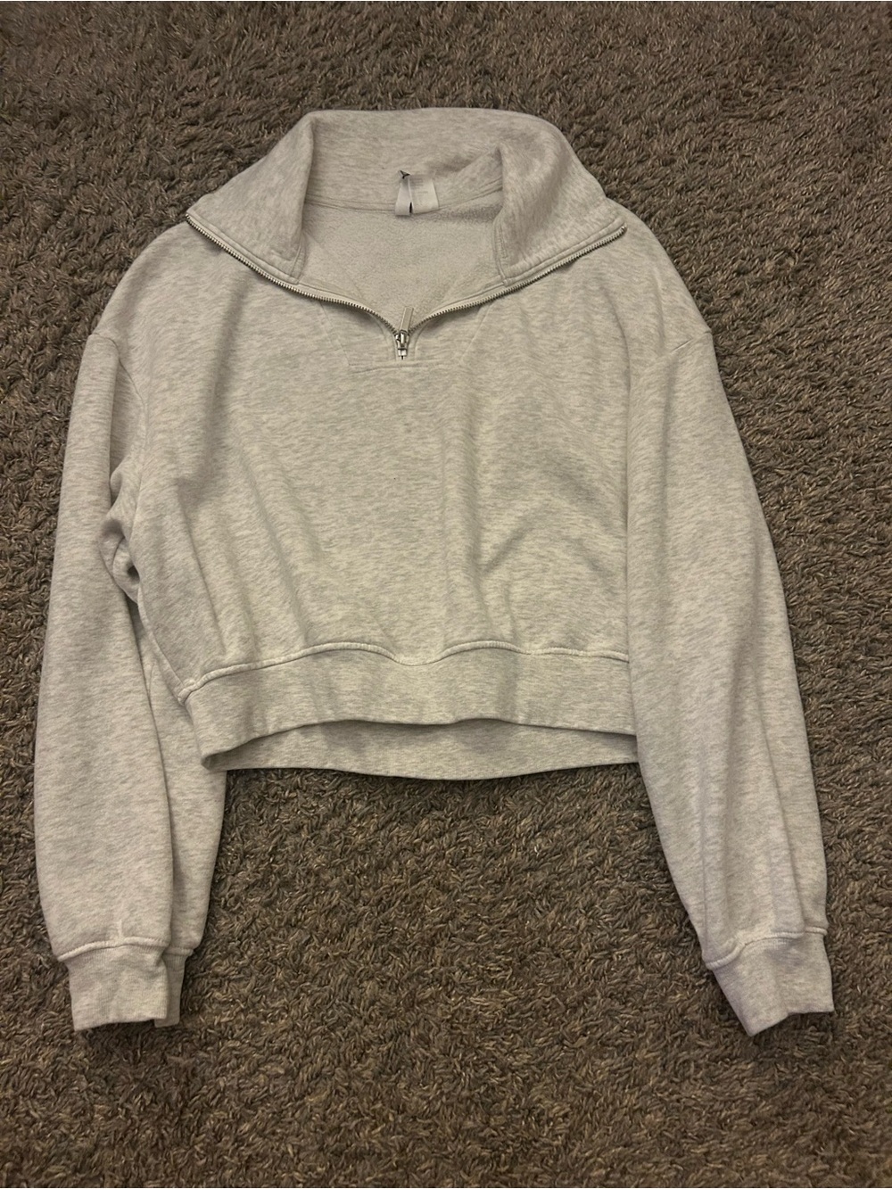 H&M Light Gray Cropped Half-Zip Sweatshirt